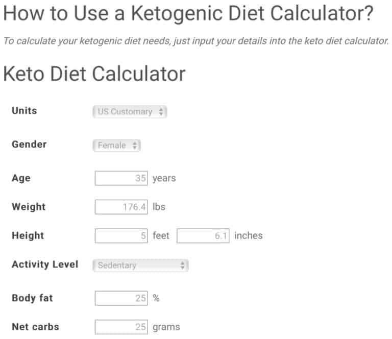 Keto Diet Calculator