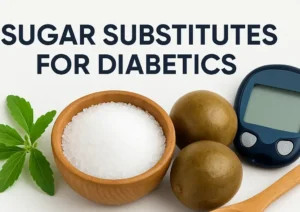 Sugar substitutes for diabetics including stevia, monk fruit, and allulose