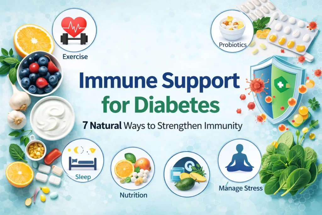 immune support for diabetes healthy foods probiotics exercise sleep strategies