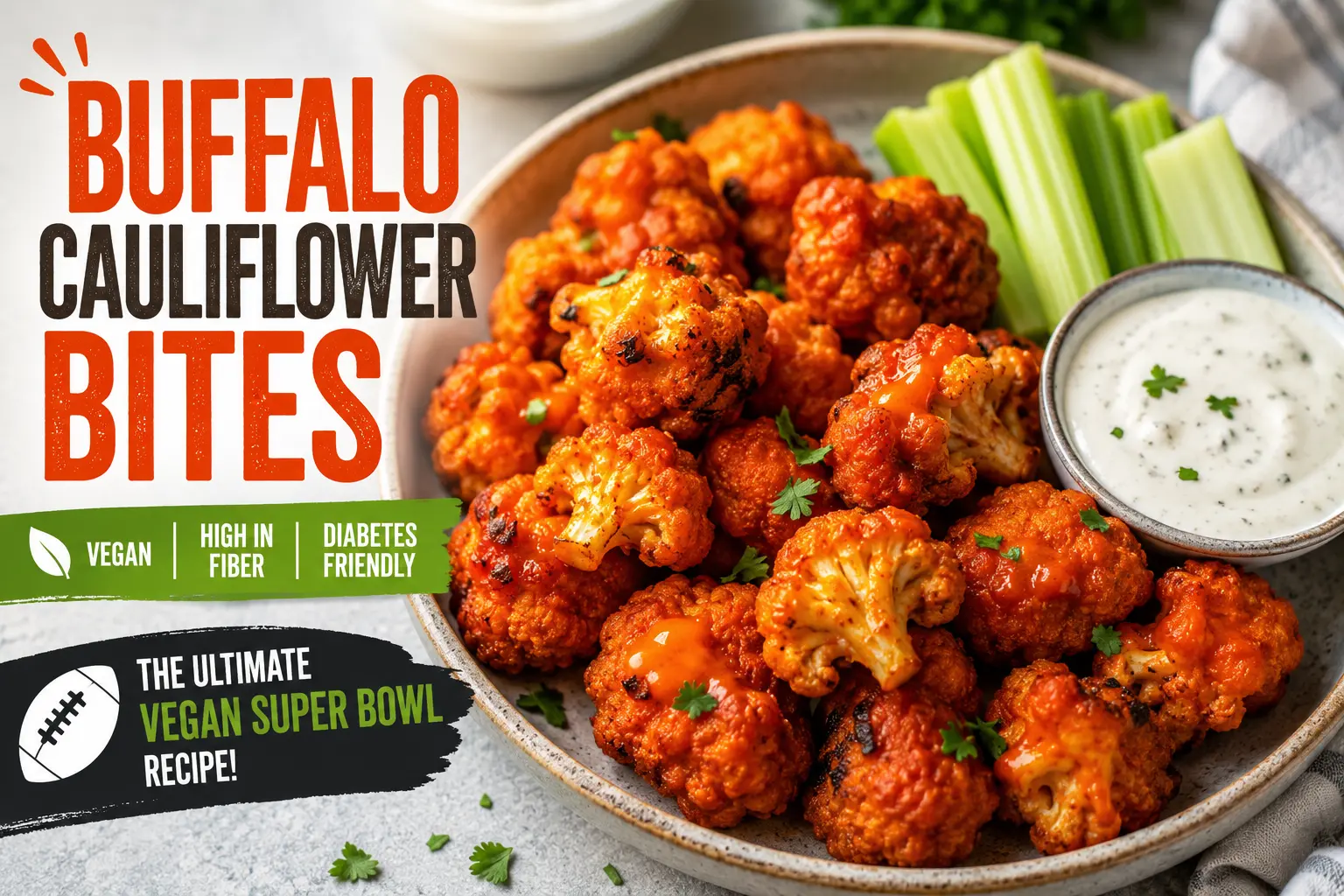 Buffalo Cauliflower Bites | Healthy Vegan Super Bowl Recipe