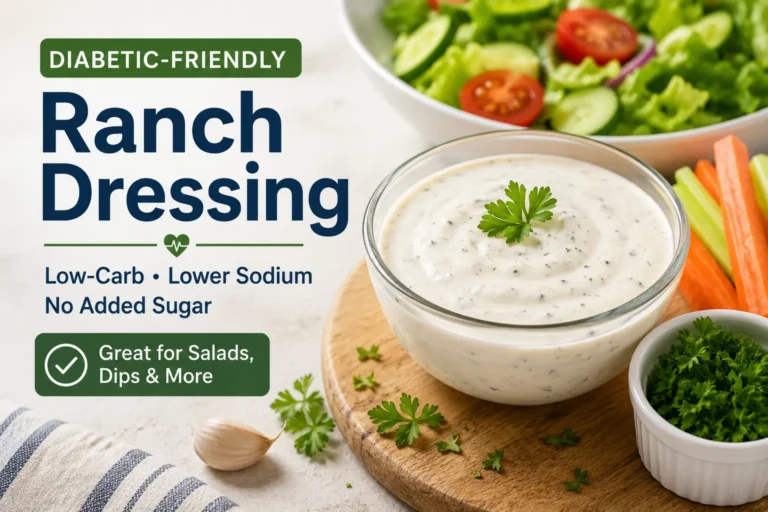 Diabetic-friendly ranch dressing with fresh vegetables